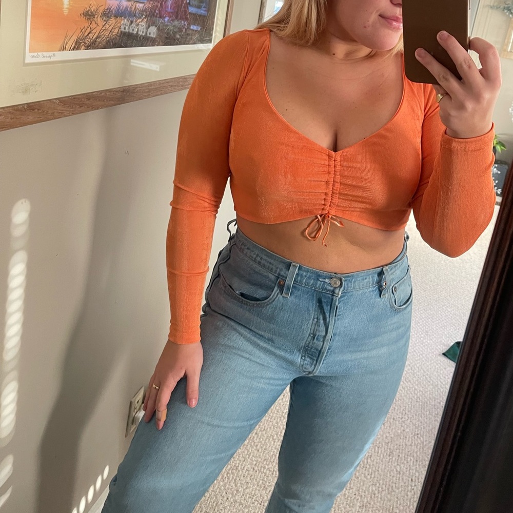 Orange cinch crop top princess Polly